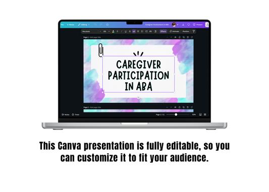 Caregiver Involvement in ABA – Editable Parent Training Presentation (Canva)