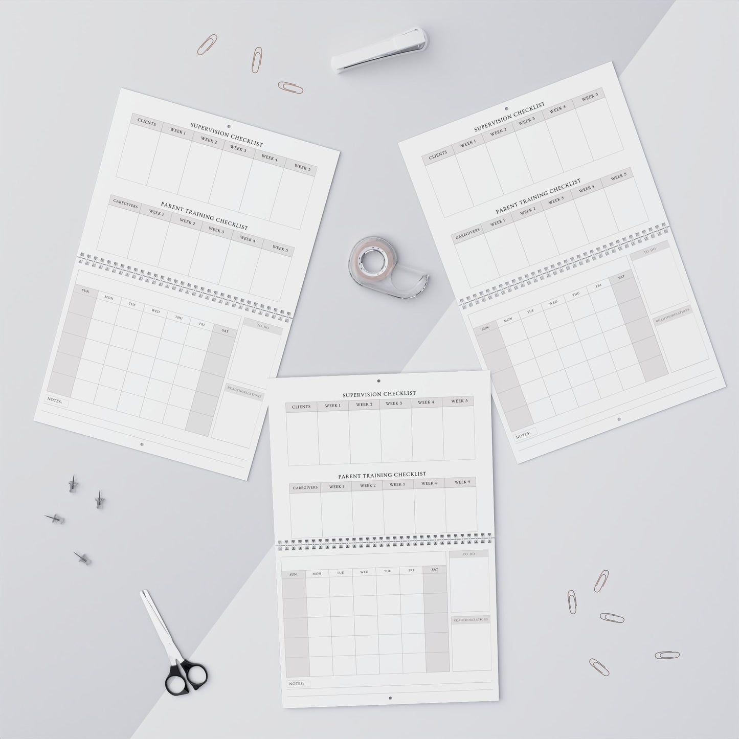 BCBA Undated Wall Calendar | Includes Reauthorization Section | Checklist for Supervisions and More