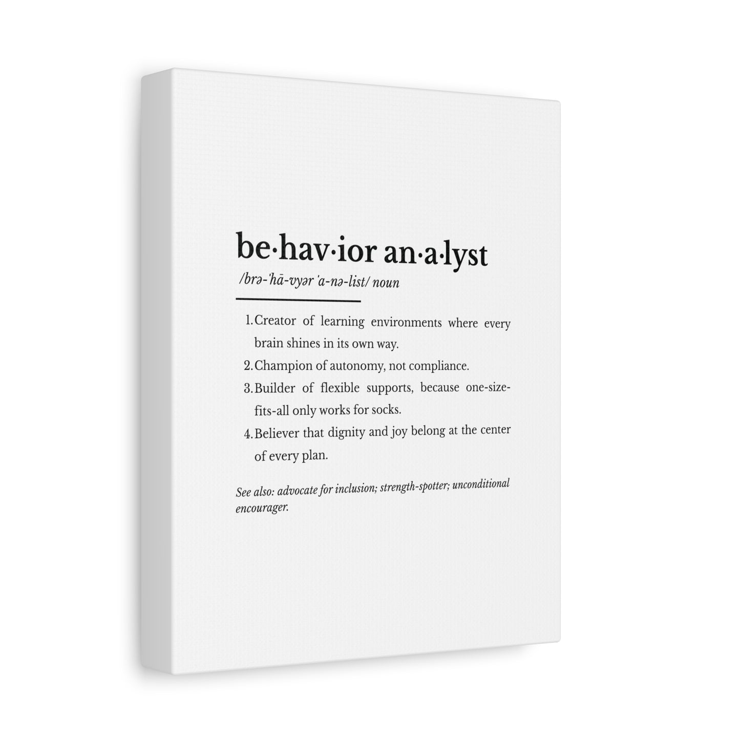 Inspirational Canvas Art for Behavior Analysts - "Behavior Analyst" Definition Office Decor
