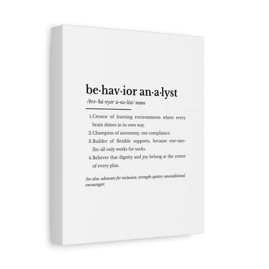 Inspirational Canvas Art for Behavior Analysts - "Behavior Analyst" Definition Office Decor