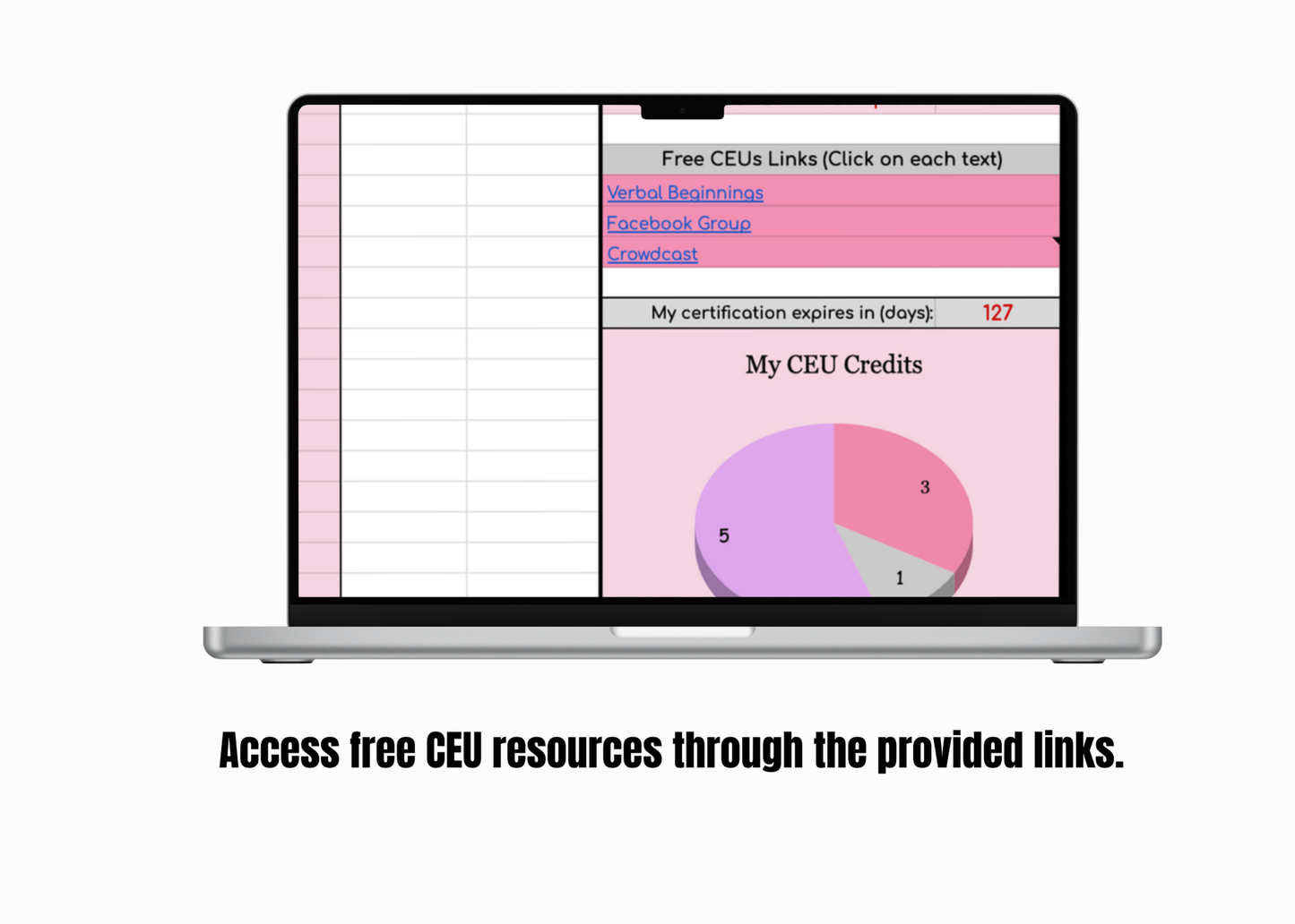 Google Sheet: CEU Tracker for BCBAs