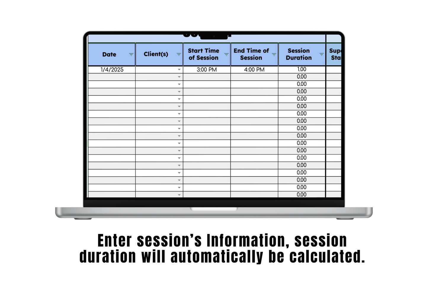 Google Sheet: RBT Supervision Tracker