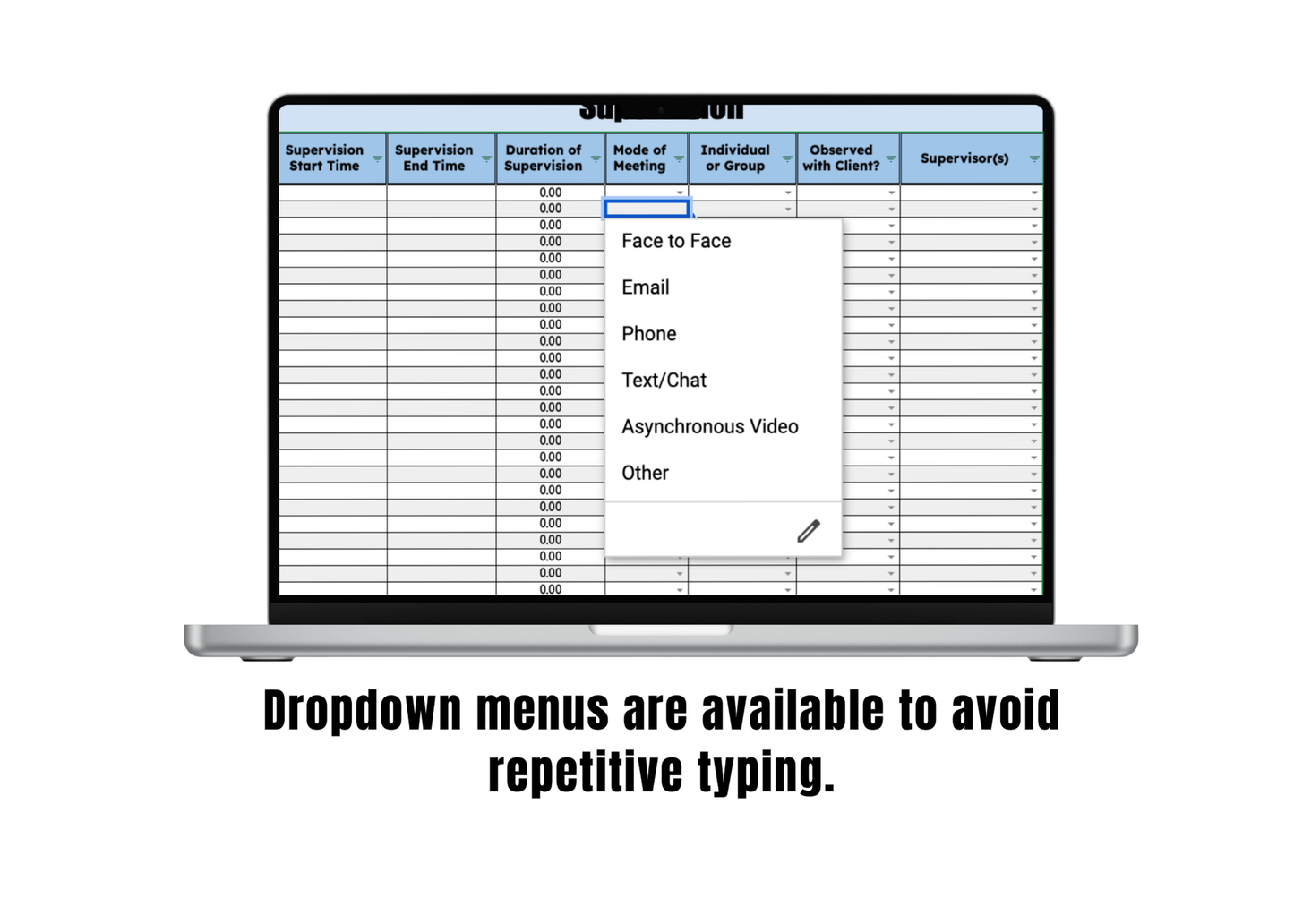 Google Sheet: RBT Supervision Tracker