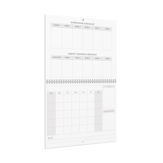 BCBA Undated Wall Calendar | Includes Reauthorization Section | Checklist for Supervisions and More
