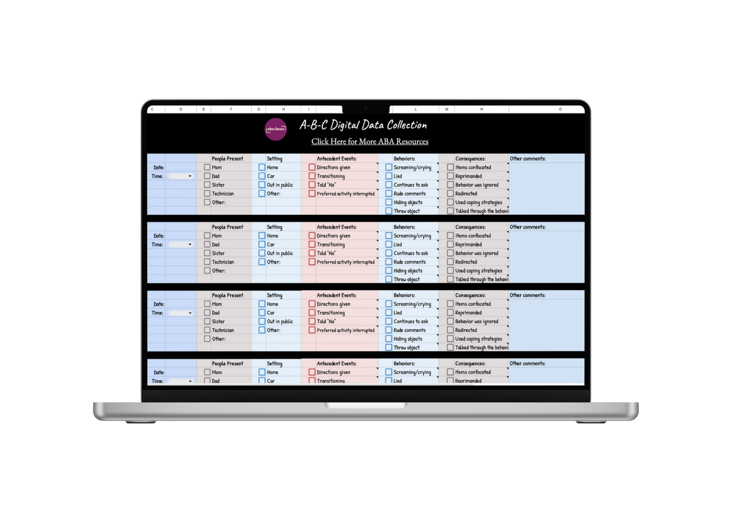 Google Sheet: ABC Data Collection