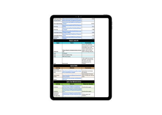 Google Sheet: ABA Session Activity Hub