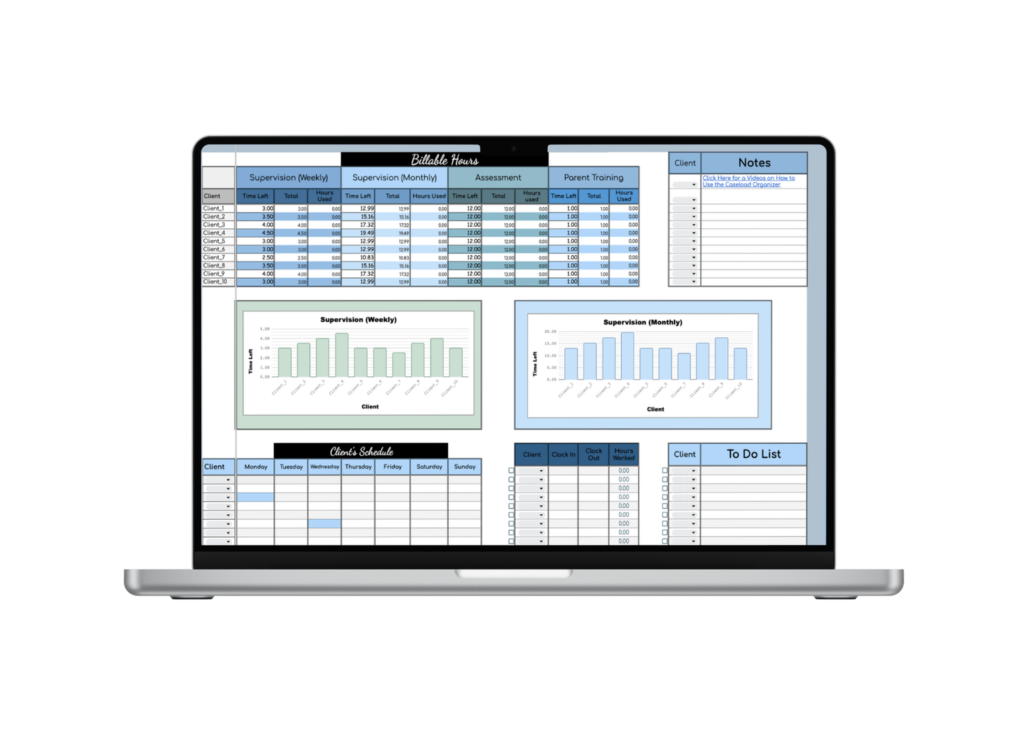 Google Sheet: BCBA Caseload Organizer