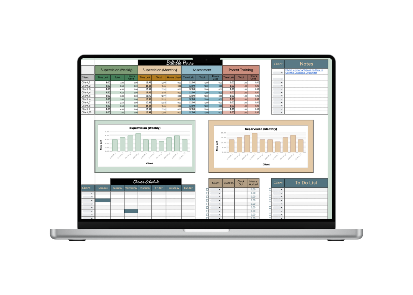 Google Sheet: BCBA Caseload Organizer