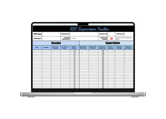 Google Sheet: RBT Supervision Tracker